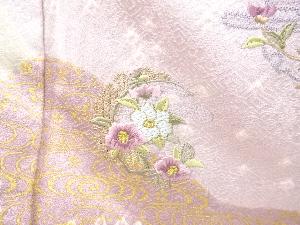 アンティーク　絞り霞取りに菊椿模様刺繍着物